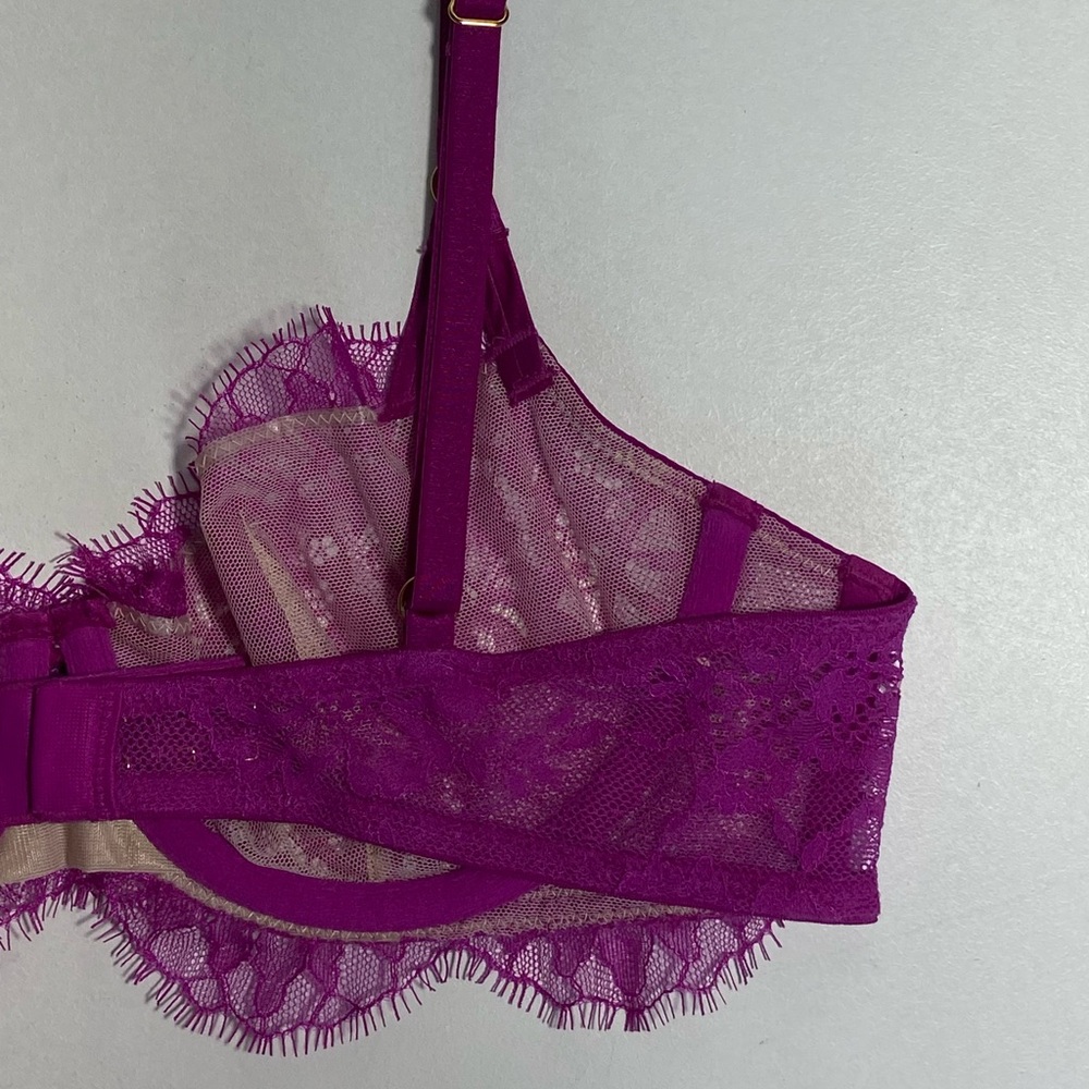 Like New Victoria’s Secret Very Sexy Floral Lace Fuchsia Raspberry Pink Bra 34B - Picture 10 of 13